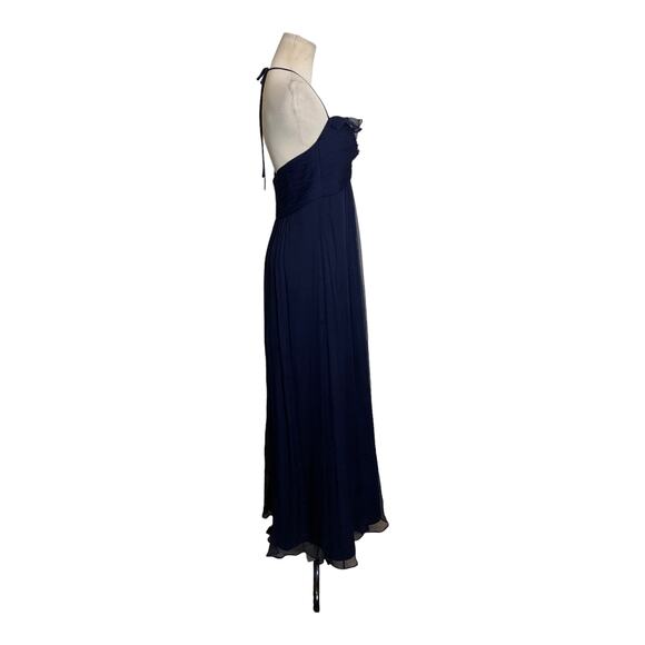 Amsale Navy Blue Silk Halter Maxi Formal Dress Size 6 - Picture 14 of 14